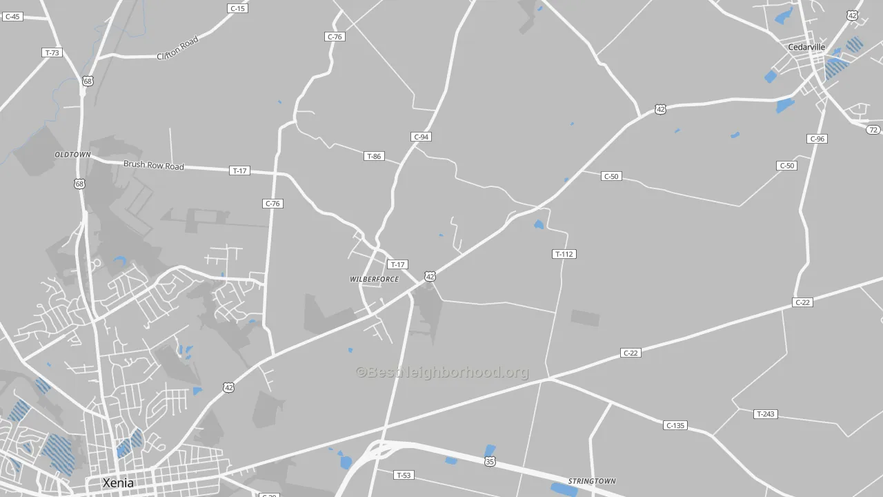 Transit Grade map of Wilberforce, OH
