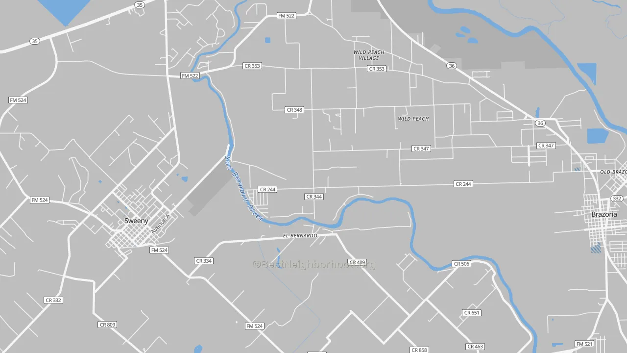 Transit Grade map of Wild Peach Village, TX