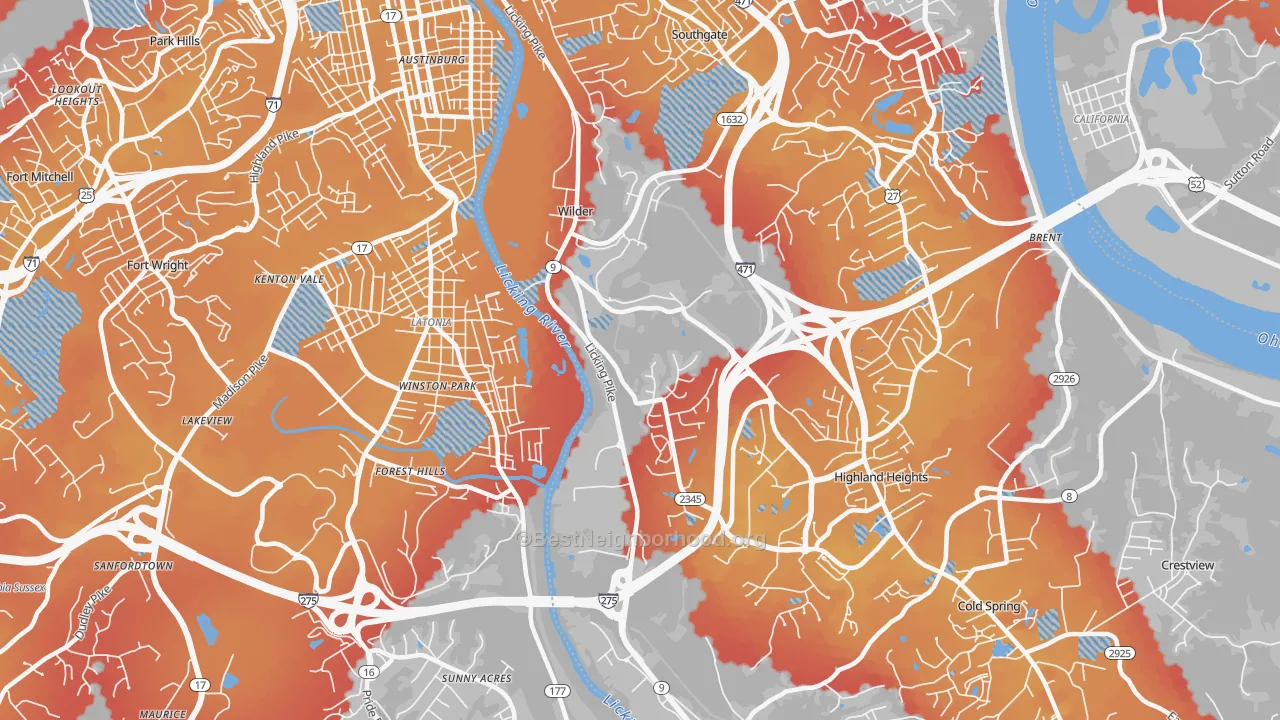 Transit Grade map of Wilder, KY