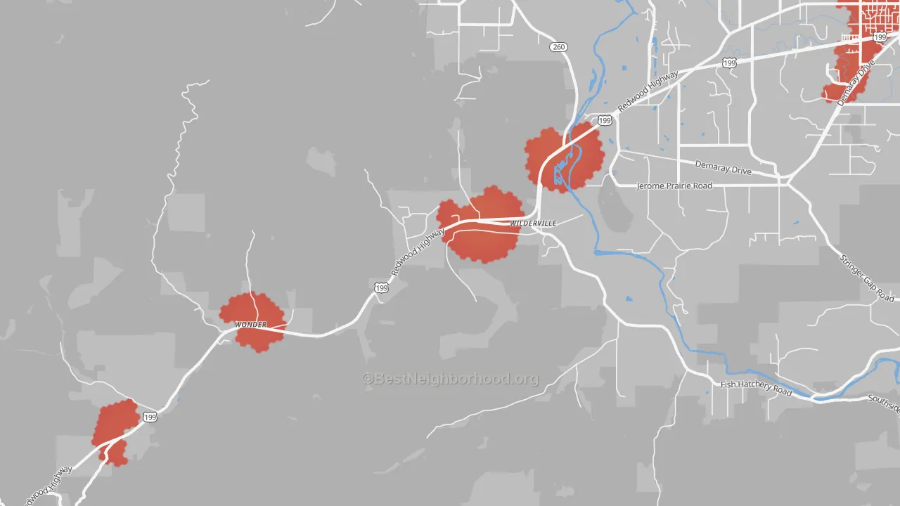Transit Grade map of Wilderville, OR