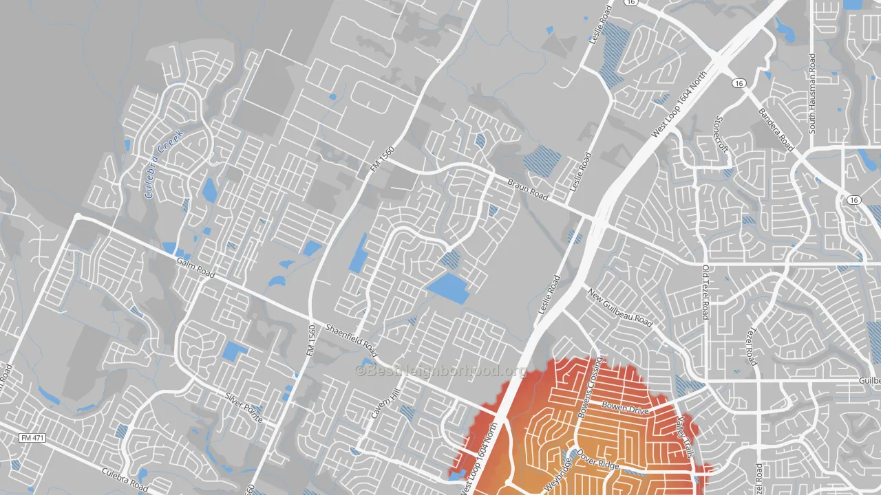 Transit Grade map of Wildhorse, San Antonio, TX