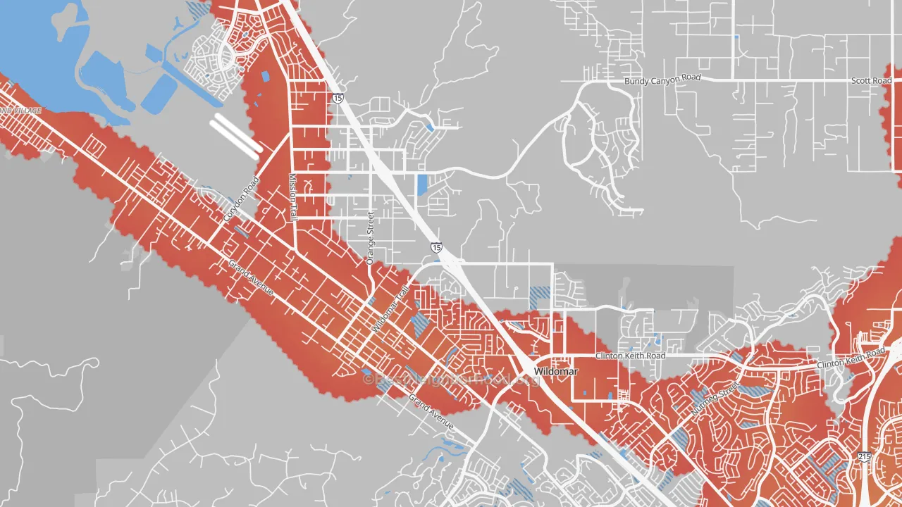 Transit Grade map of Wildomar, CA