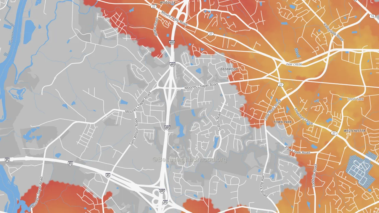 Transit Grade map of Wildwood, Charlotte, NC