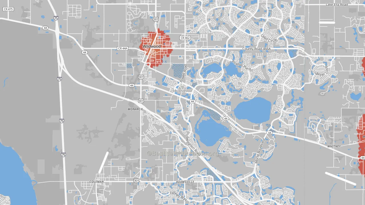 Transit Grade map of Wildwood, FL