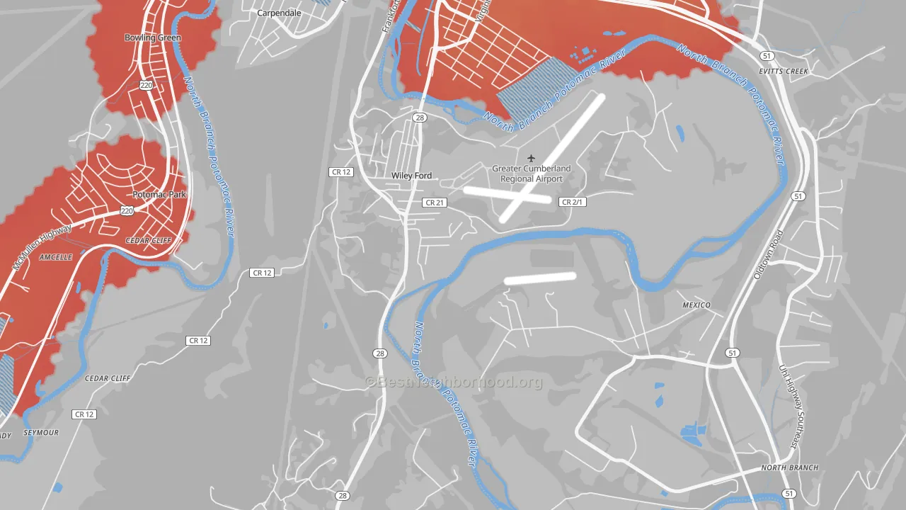Transit Grade map of Wiley Ford, WV