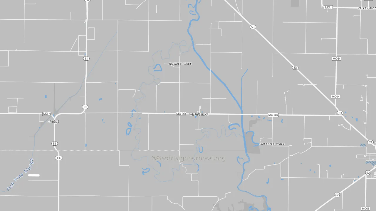 Transit Grade map of Wilhelmina, MO
