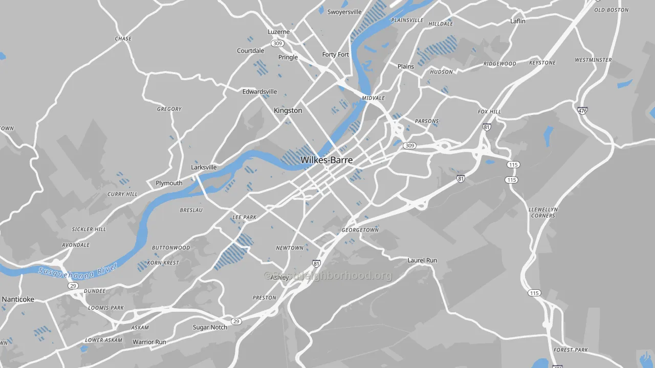 Transit Grade map of Wilkes-Barre, PA