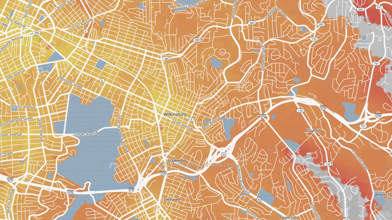 Transit Grade map of Wilkinsburg, PA