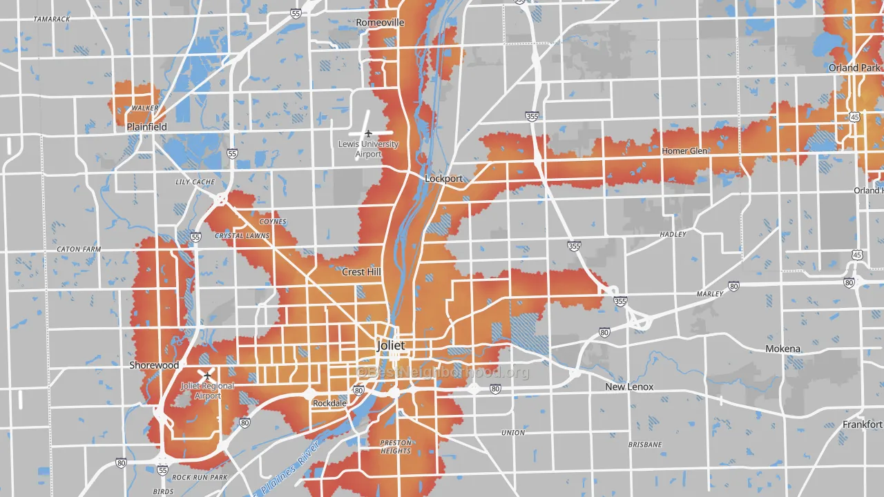 Transit Grade map of Will County, IL