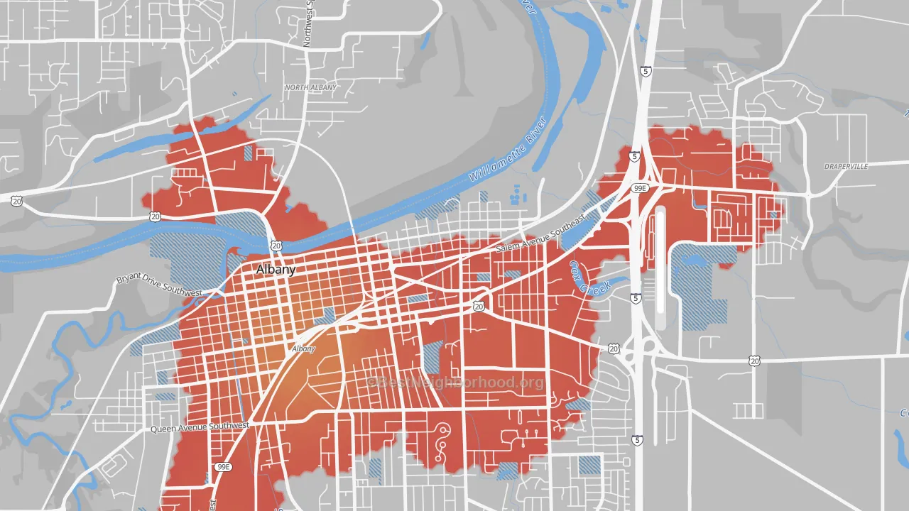 Transit Grade map of Willamette, Albany, OR