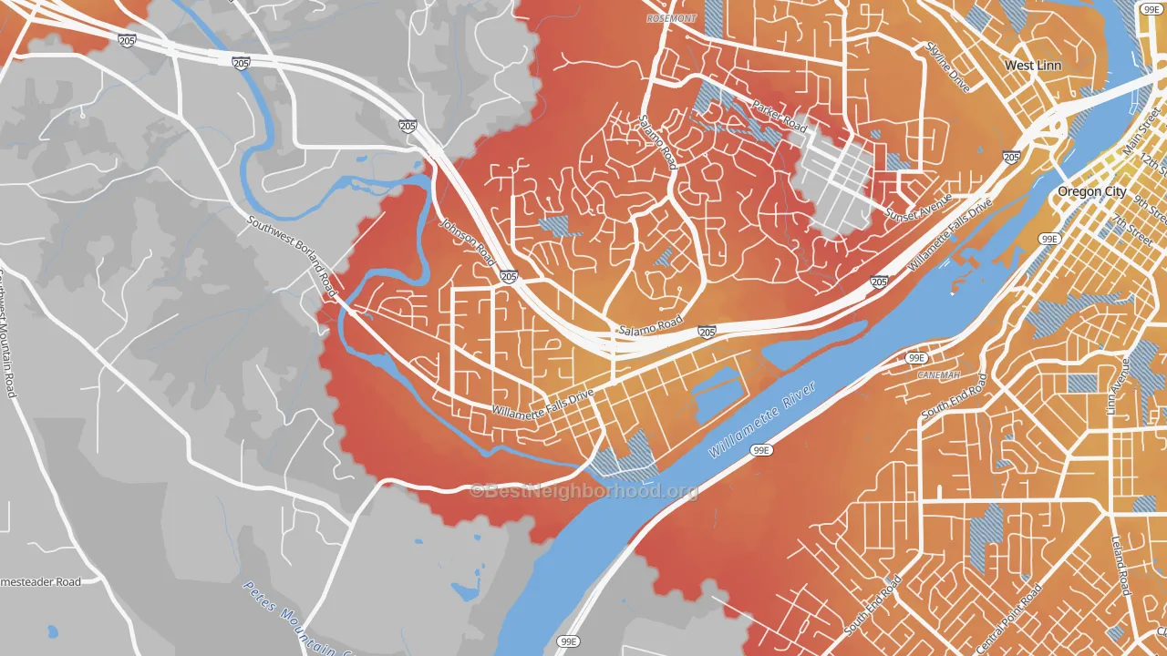 Transit Grade map of Willamette-West Linn, West Linn, OR