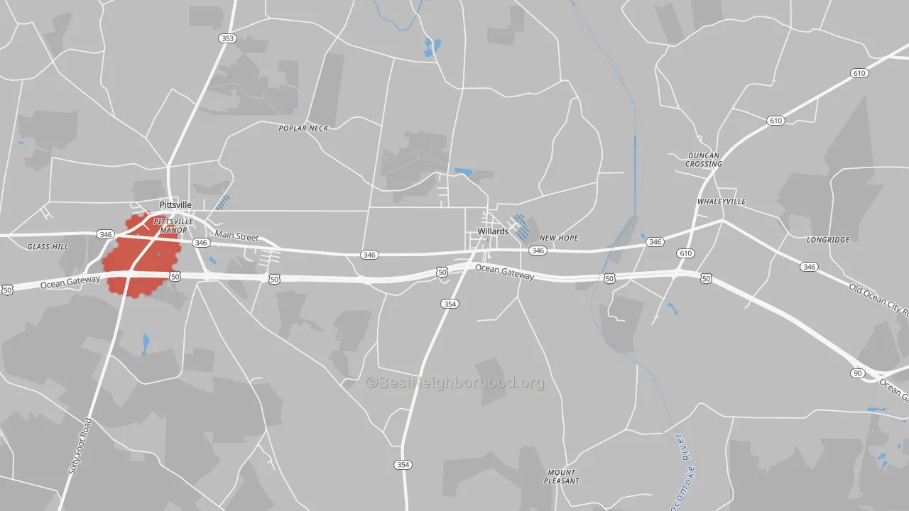 Transit Grade map of Willards, MD