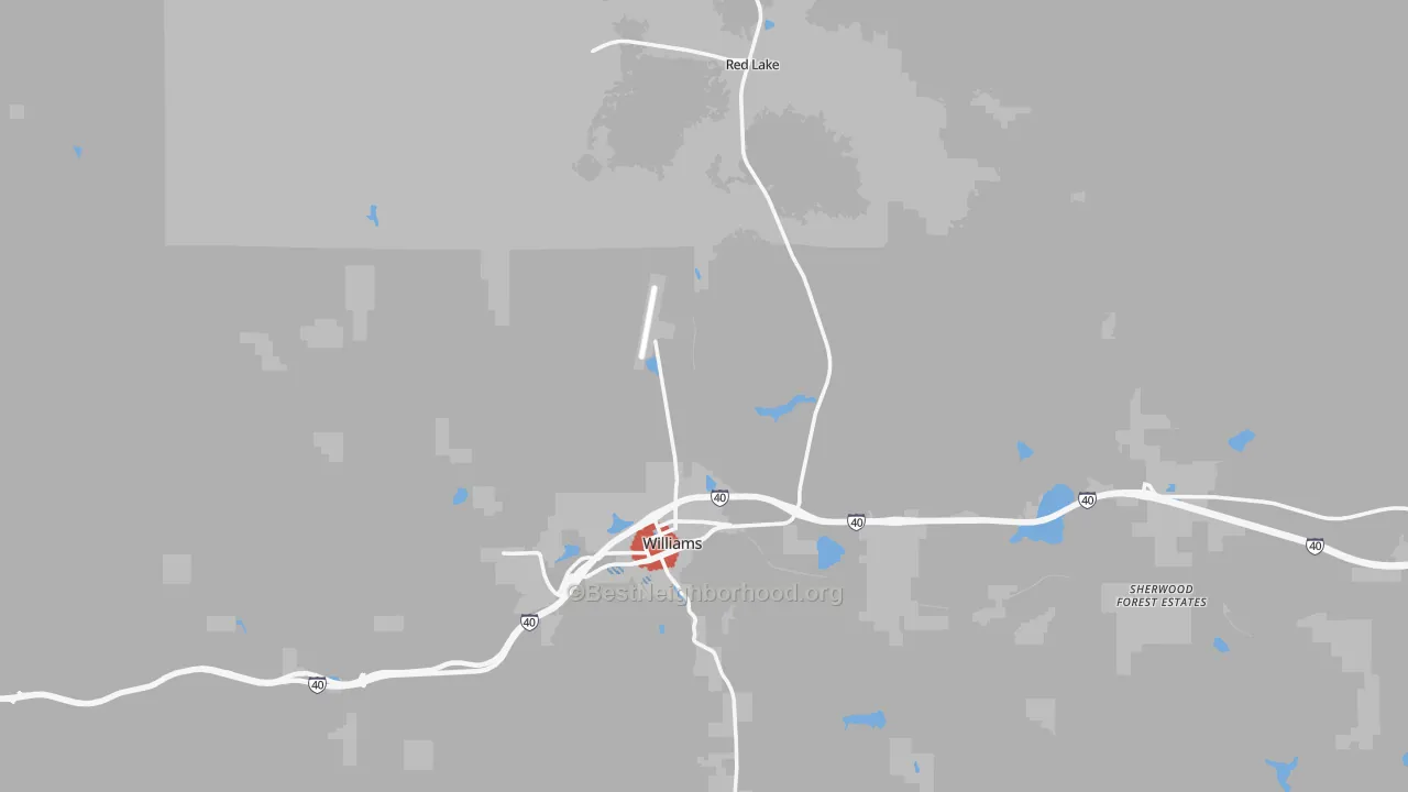 Transit Grade map of Williams, AZ