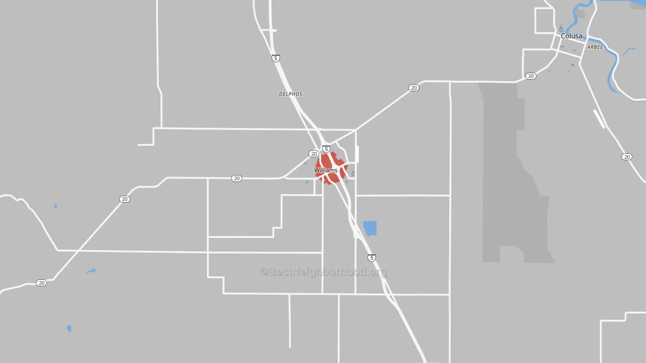 Transit Grade map of Williams, CA