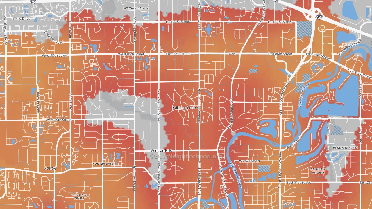 Transit Grade map of Williams Creek, IN