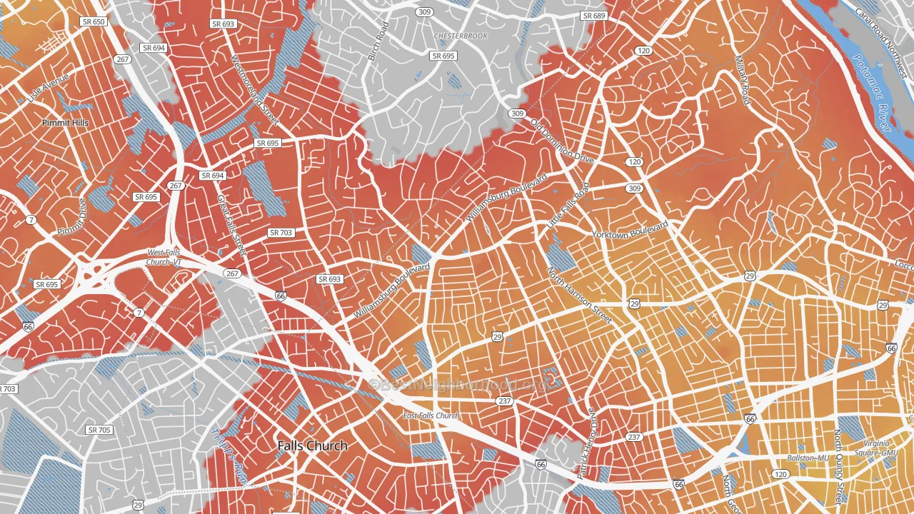 Transit Grade map of Williamsburg, Arlington, VA