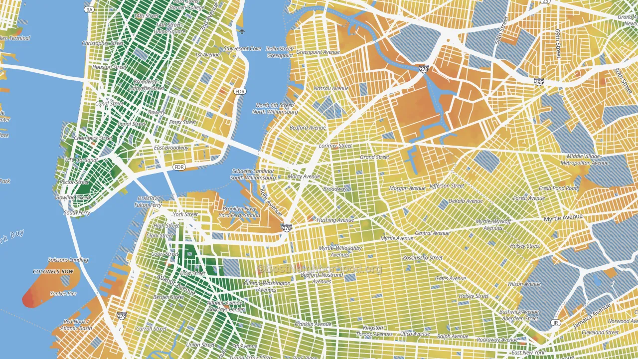 Transit Grade map of Williamsburg, Brooklyn, NY