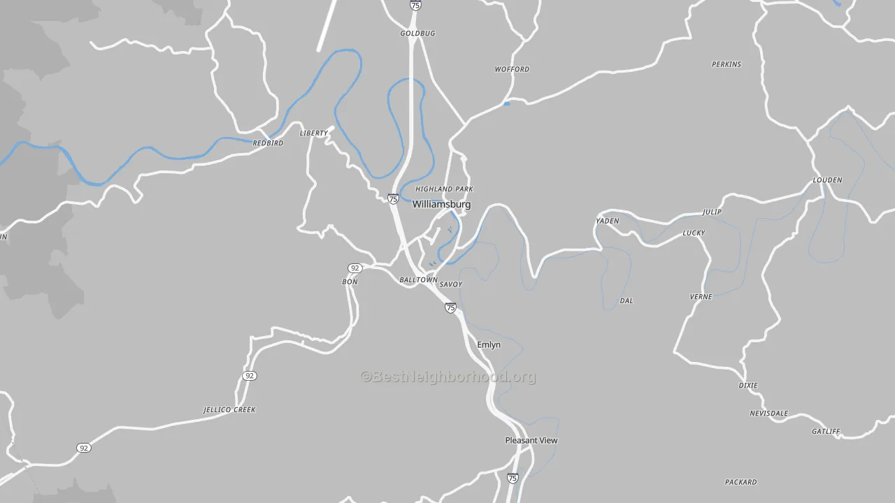 Transit Grade map of Williamsburg, KY