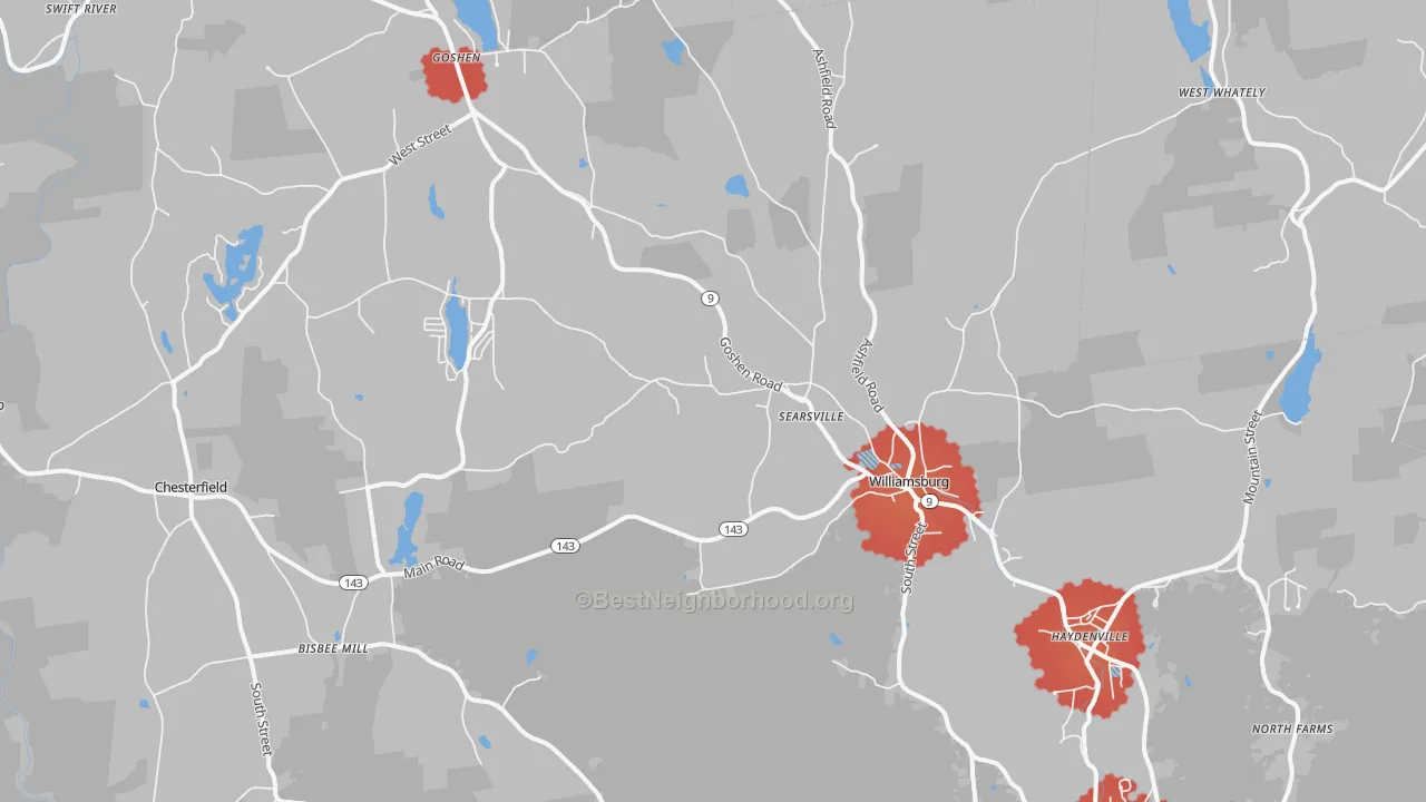 Transit Grade map of Williamsburg, MA