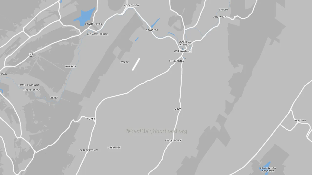 Transit Grade map of Williamsburg, PA