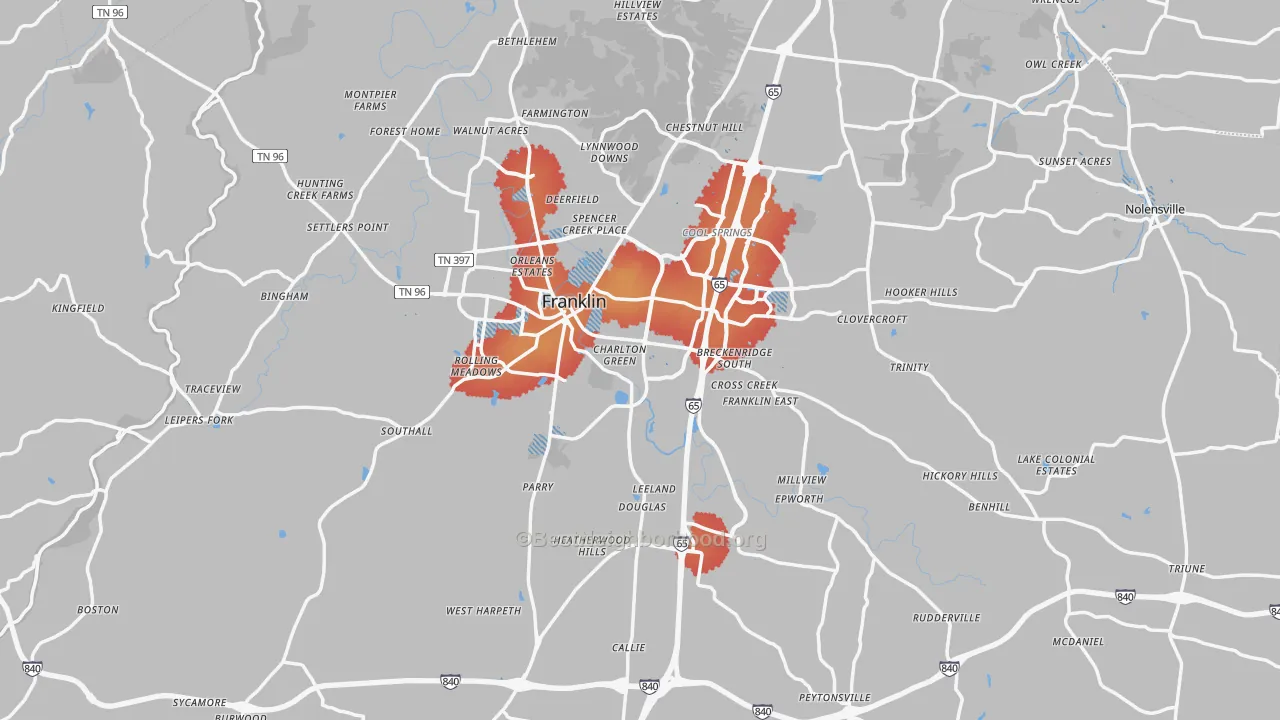 Transit Grade map of Williamson County, TN