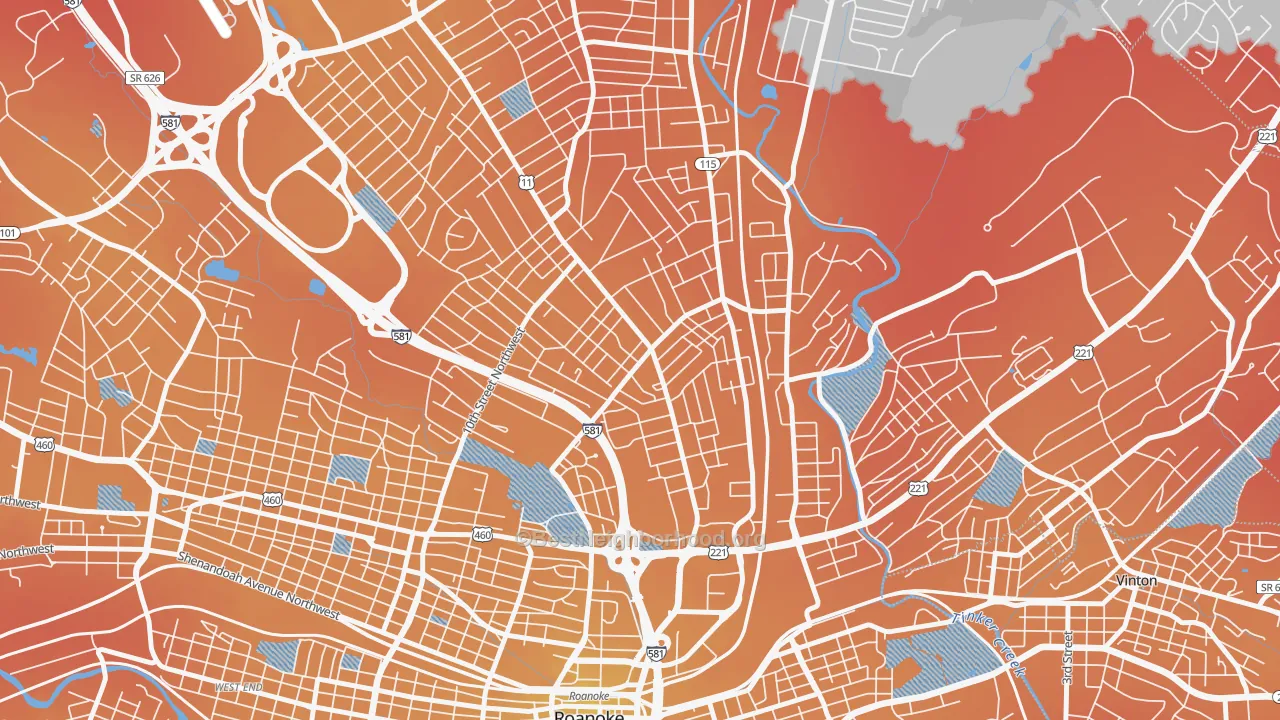 Transit Grade map of Williamson Road, Roanoke, VA