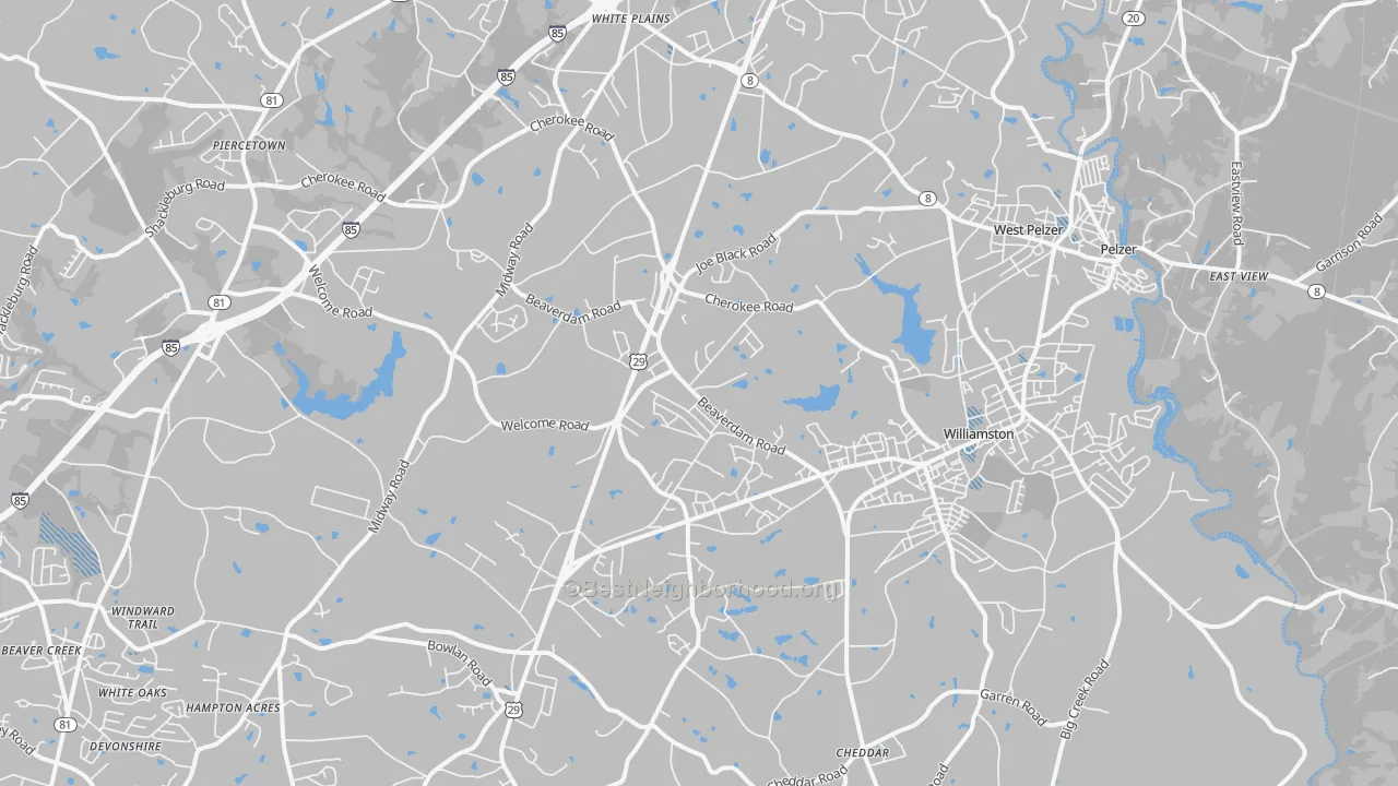 Transit Grade map of Williamston, SC