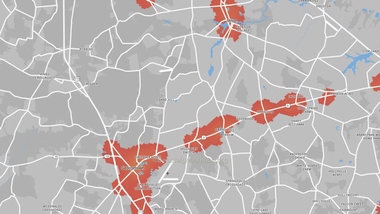 Transit Grade map of Williamsville, DE