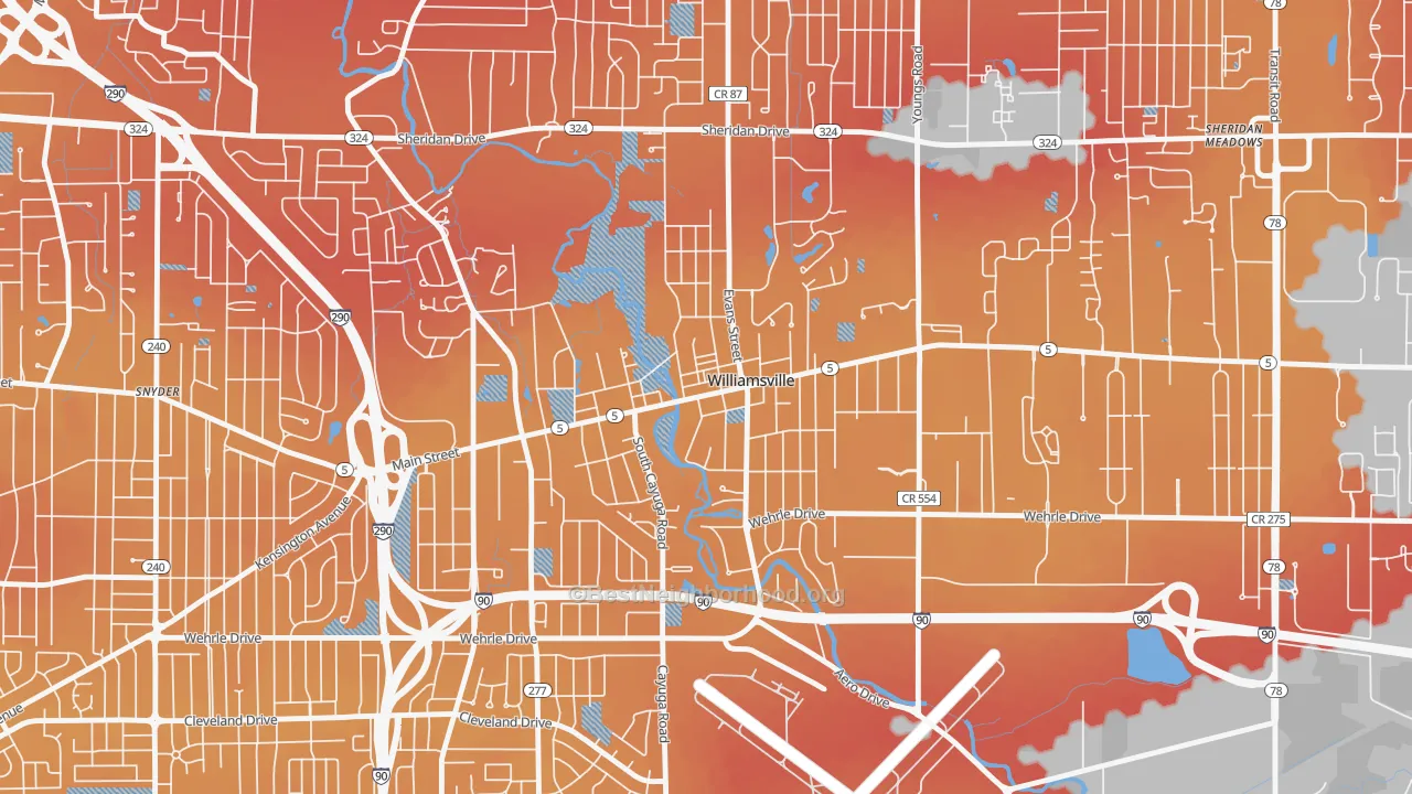 Transit Grade map of Williamsville, NY