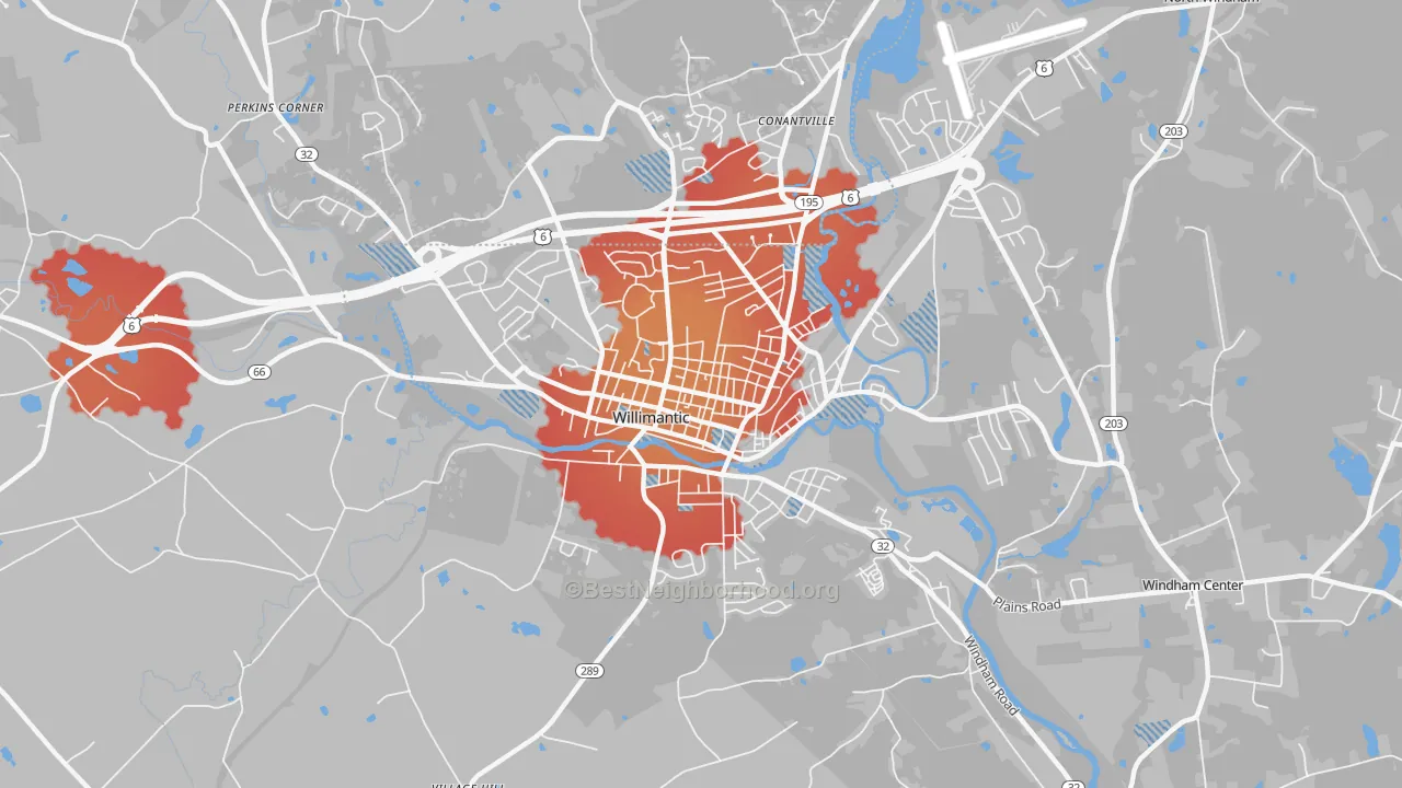 Transit Grade map of Willimantic, CT