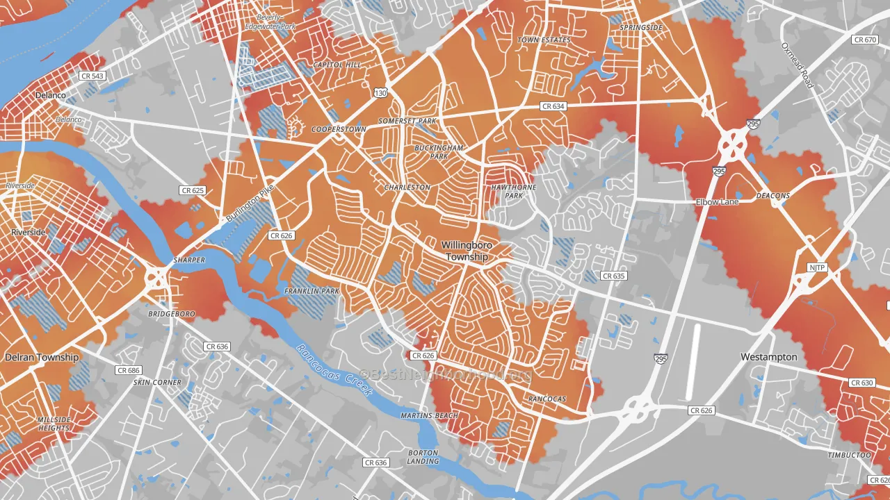 Transit Grade map of Willingboro, NJ