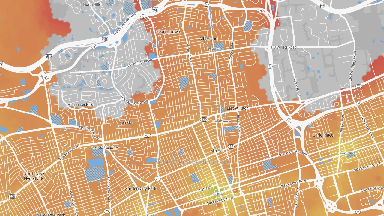 Transit Grade map of Williston Park, NY
