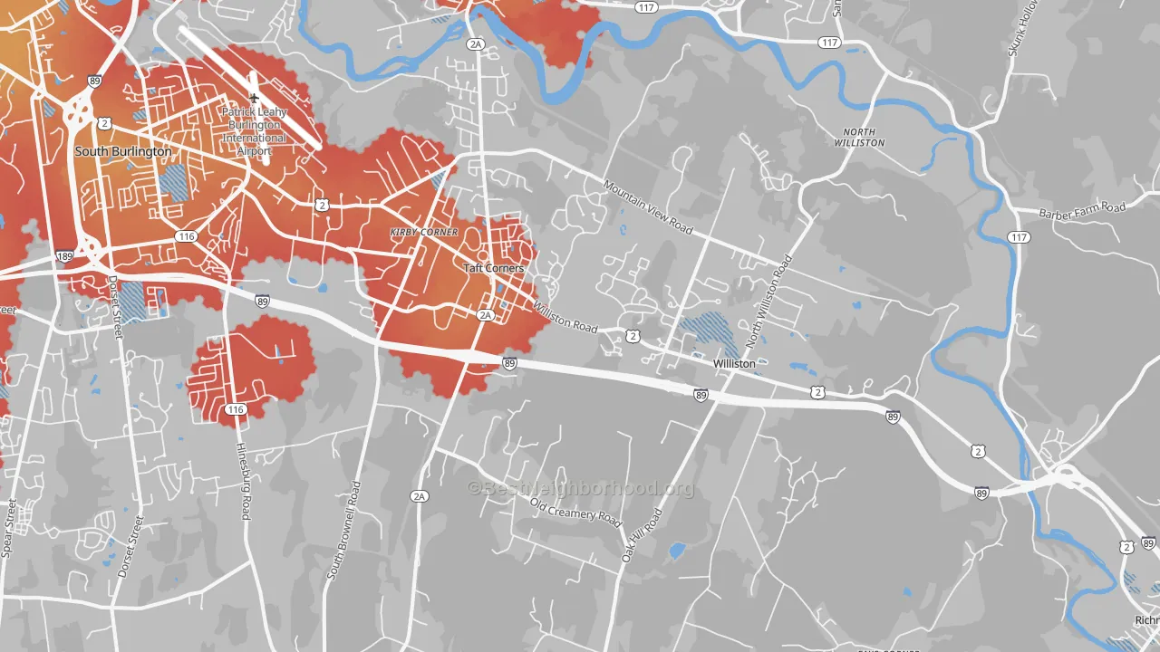 Transit Grade map of Williston, VT