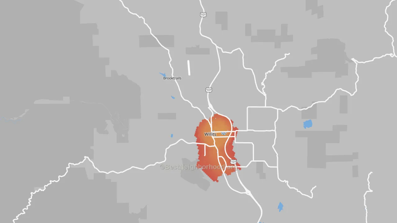 Transit Grade map of Willits, CA