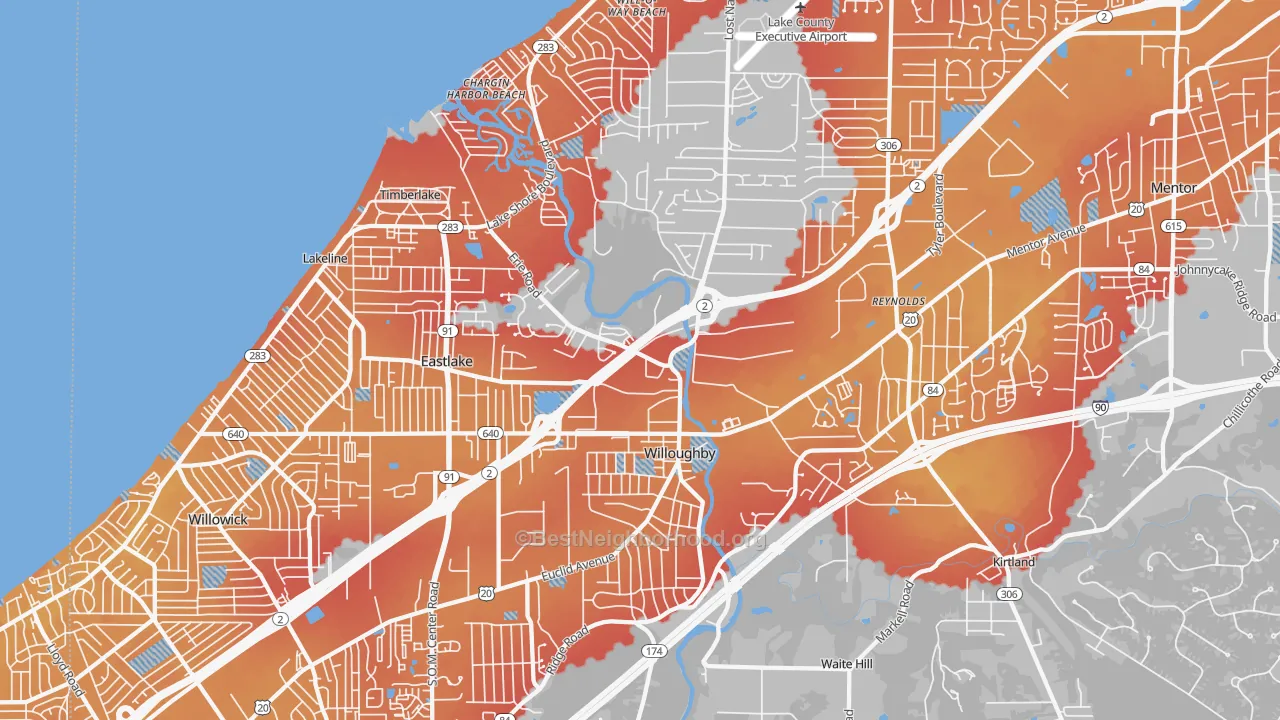 Transit Grade map of Willoughby, OH