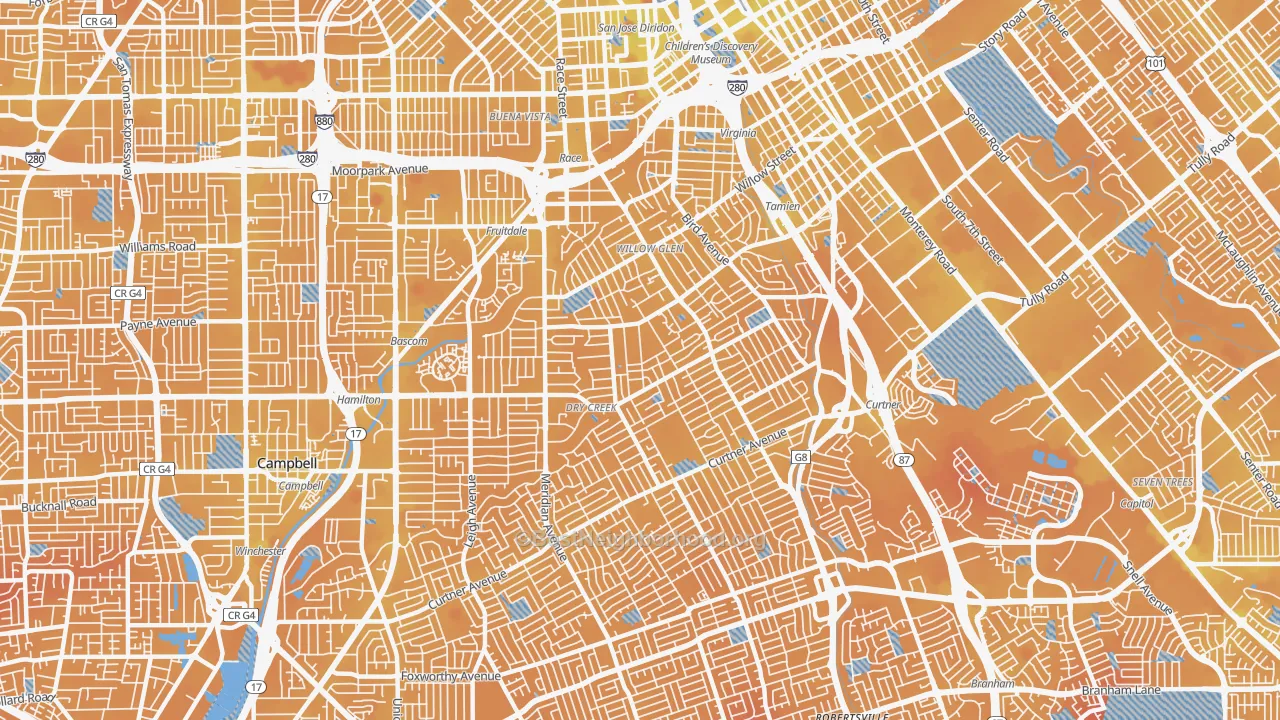 Transit Grade map of Willow Glen, San Jose, CA
