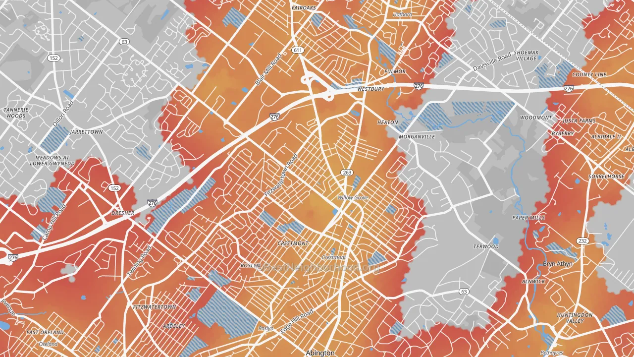 Transit Grade map of Willow Grove, PA