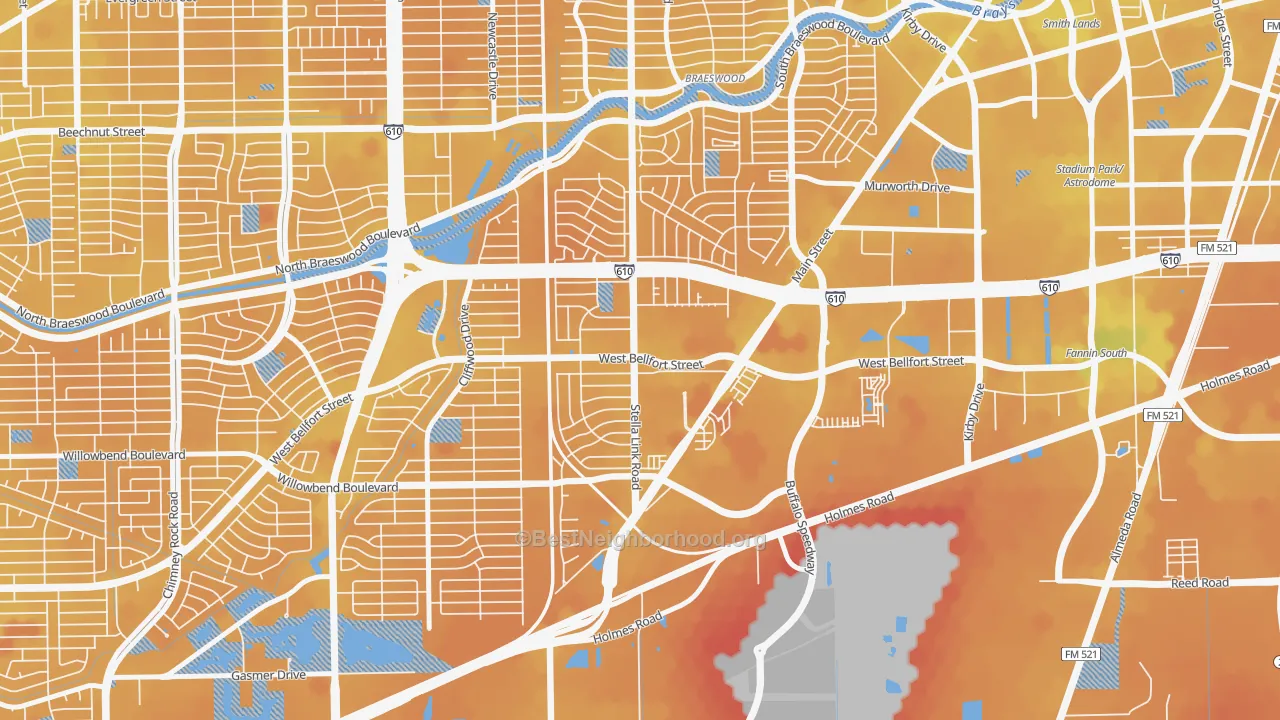 Transit Grade map of Willow Meadows-Willowbend Area, Houston, TX