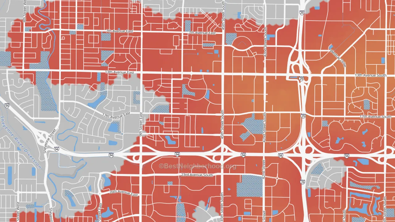 Transit Grade map of Willow Park, Fargo, ND