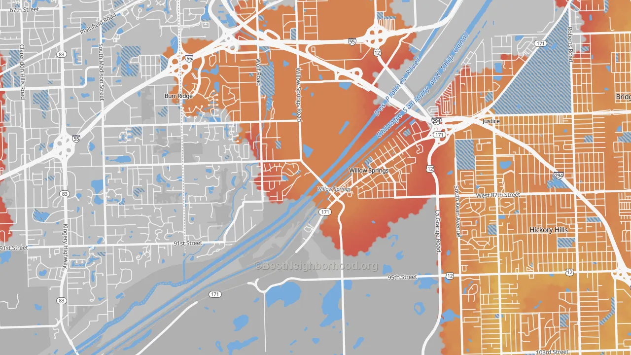 Transit Grade map of Willow Springs, IL