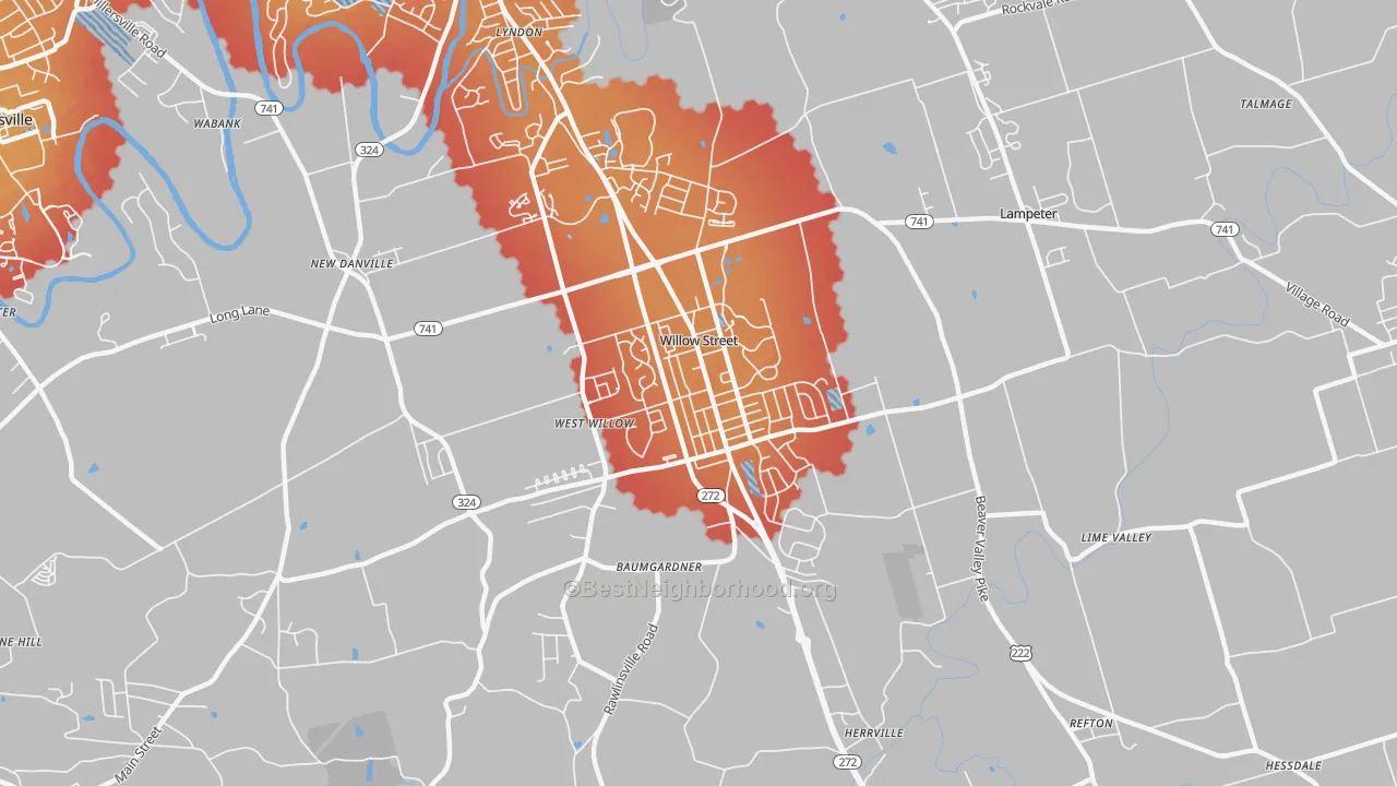 Transit Grade map of Willow Street, PA