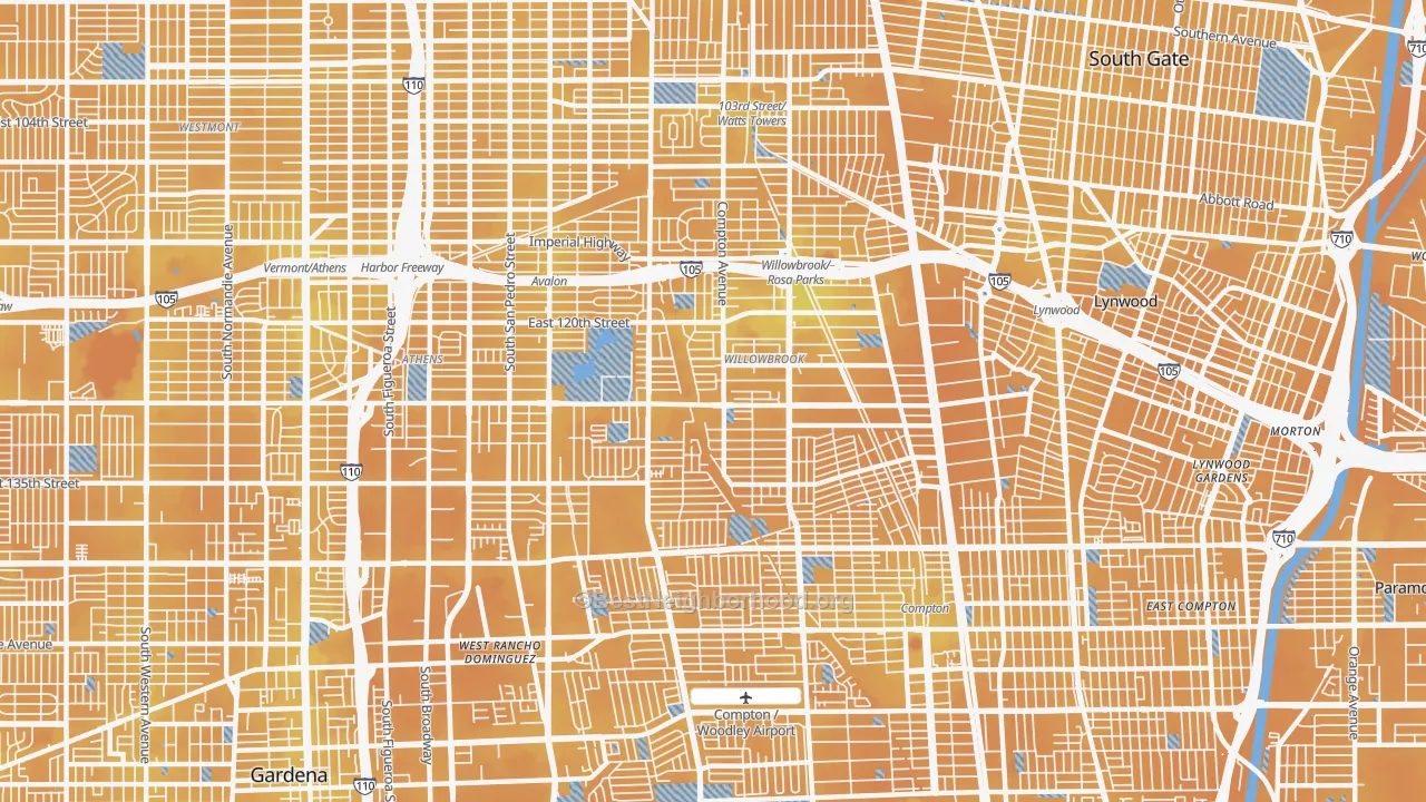 Transit Grade map of Willowbrook, CA