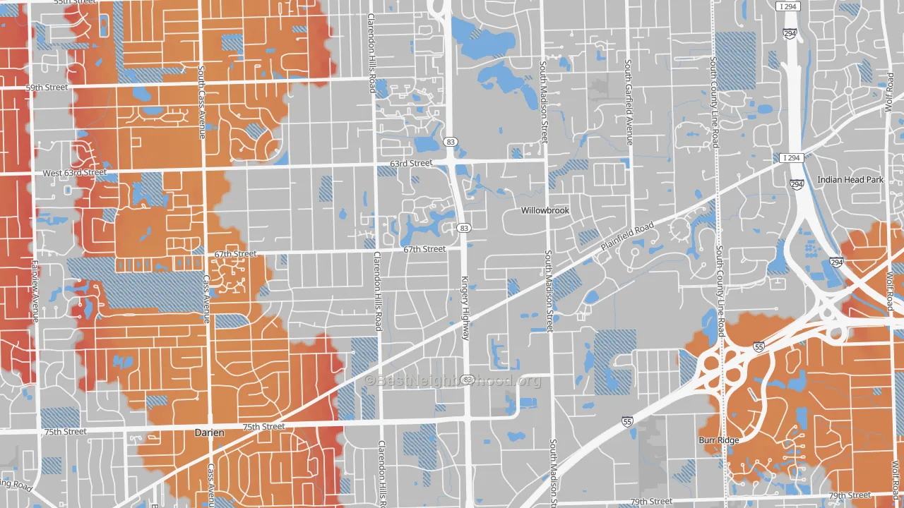Transit Grade map of Willowbrook, IL
