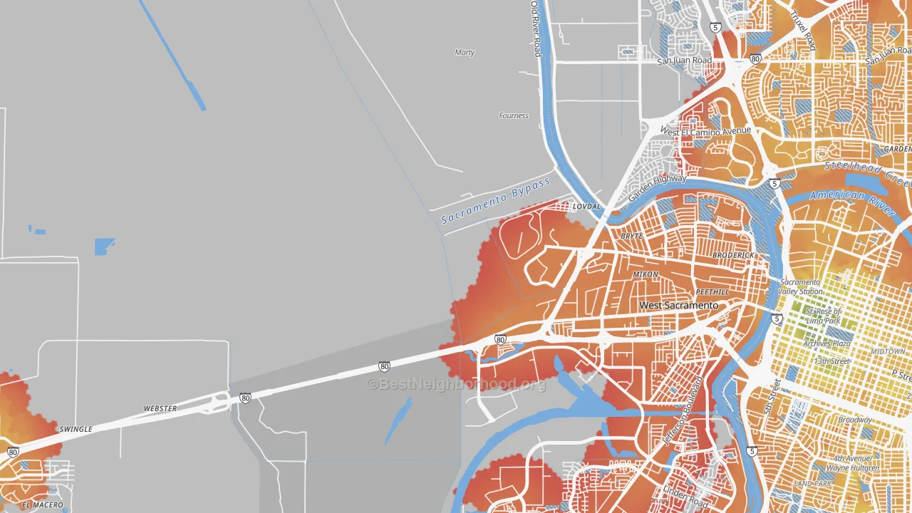Transit Grade map of Willowcreek, Sacramento, CA