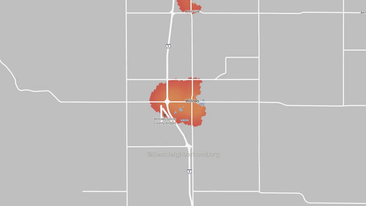 Transit Grade map of Willows, CA