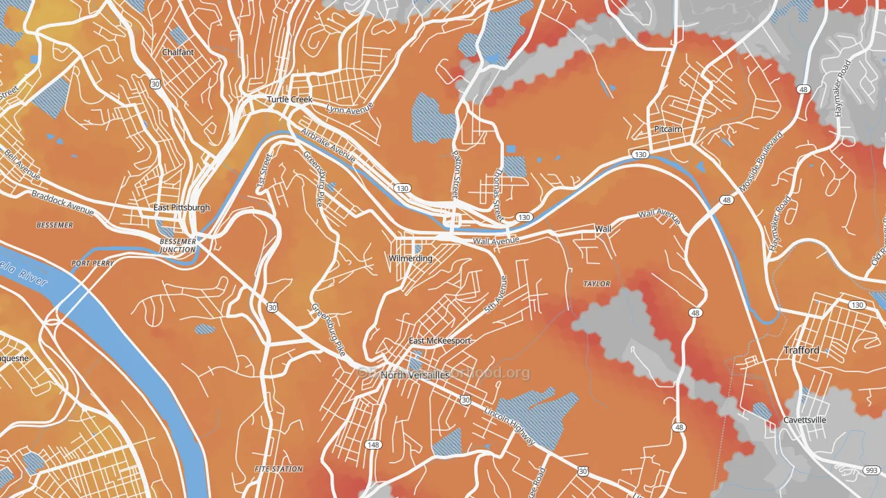 Transit Grade map of Wilmerding, PA