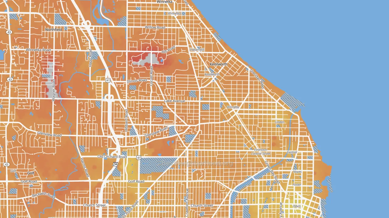 Transit Grade map of Wilmette, IL