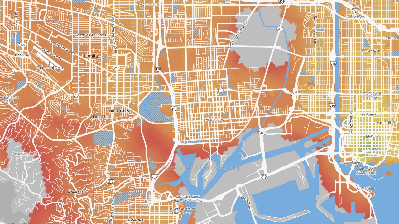 Transit Grade map of Wilmington, CA