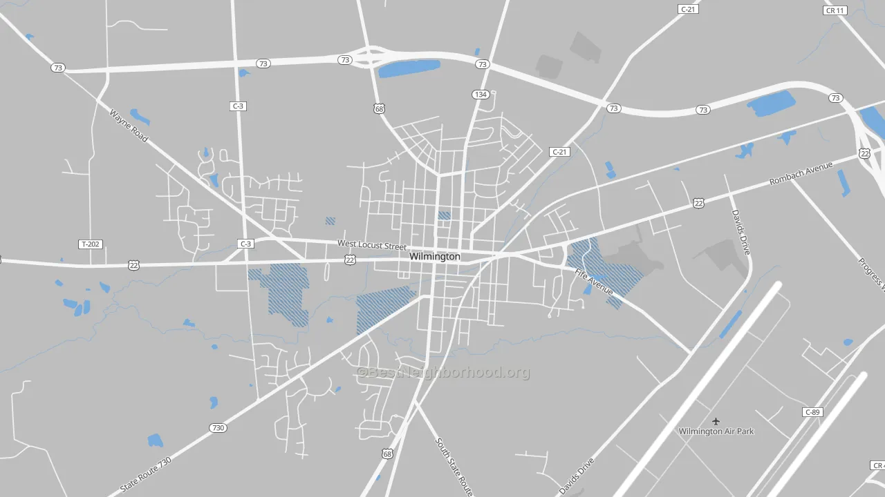 Transit Grade map of Wilmington Historic District, Wilmington, OH