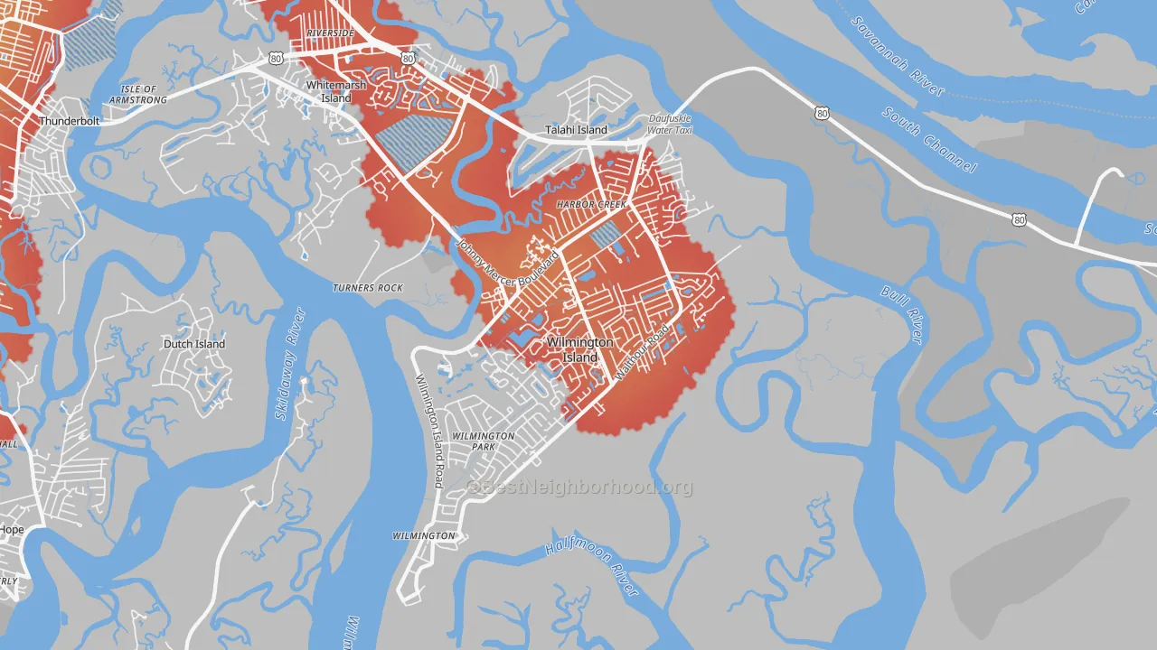 Transit Grade map of Wilmington Island, GA